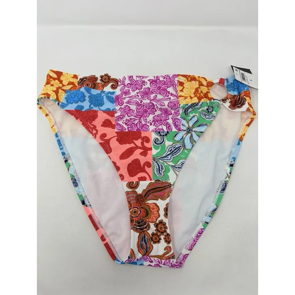 Bar‎ III Womens Large Beachside Boheme Ring-Side High-Leg Bikini Bottoms 2129